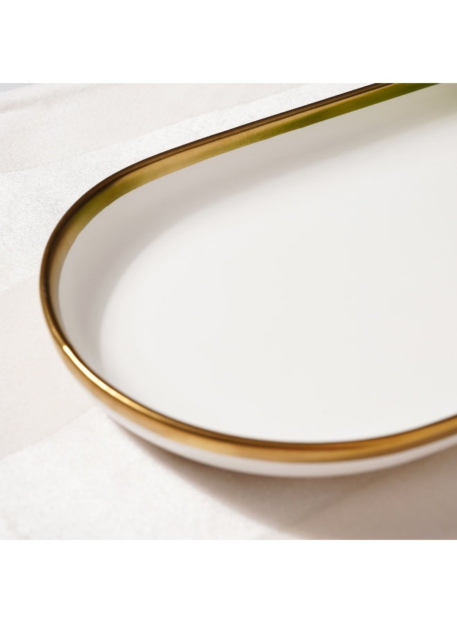 Pan Home Regale Oval Platter 30x17x3cm - White and Gold - Image 4