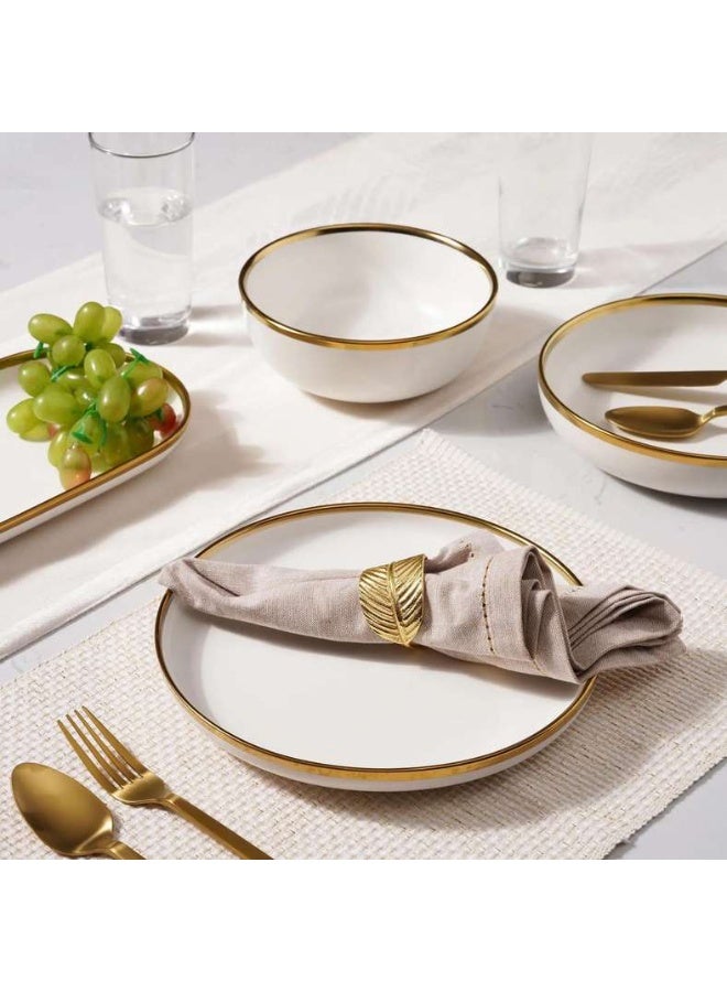 Pan Home Regale Oval Platter 30x17x3cm - White and Gold - Image 3