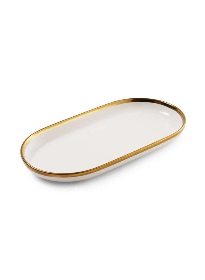 Pan Home Regale Oval Platter 30x17x3cm - White and Gold - Image 4