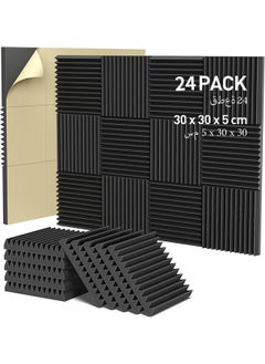 Jidyous 24 Pack Acoustic Foam Panels 5 X 30 X 30 cm Sound Proof Foam Panels for Walls High Density Studio Wedge Soundproof Wall Panels Sound Proofing Acoustic Panels  - Image 1