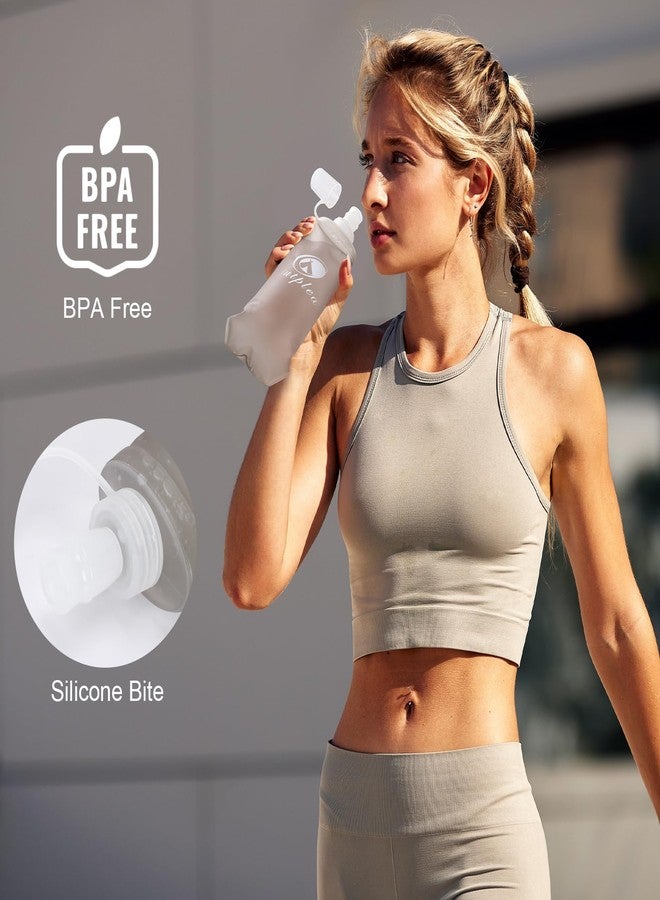 Outplea 1 pcs TPU 500ml Hydration Flask, Foldable & Leakproof Soft Water Bottle for Hydration Pack, Running Vest, Gray - Image 3