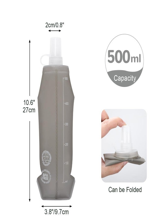 Outplea 1 pcs TPU 500ml Hydration Flask, Foldable & Leakproof Soft Water Bottle for Hydration Pack, Running Vest, Gray - Image 2