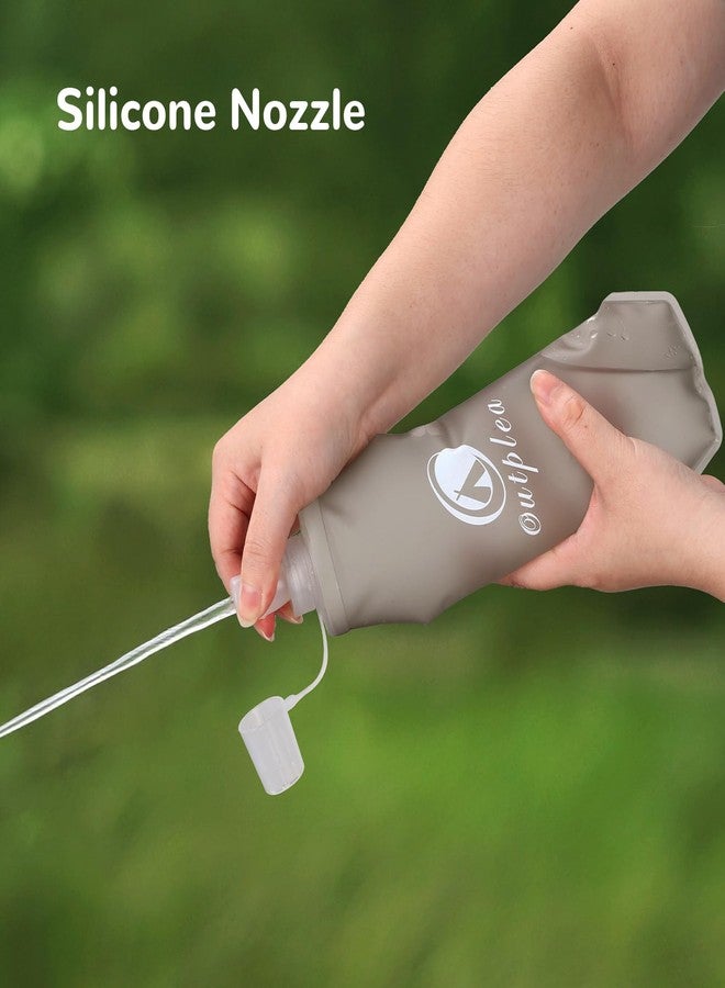 Outplea 1 pcs TPU 500ml Hydration Flask, Foldable & Leakproof Soft Water Bottle for Hydration Pack, Running Vest, Gray - Image 4