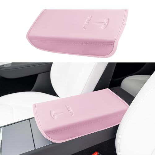 POKUNG Center Console Leather Armrest Cover Designed for Tesla Model 3 Highland 2024-2027/Model Y Juniper 2025-2027 Refresh,Center Console Accessories for Model 3/Y Interior Accessories 2026 Pink - Image 1