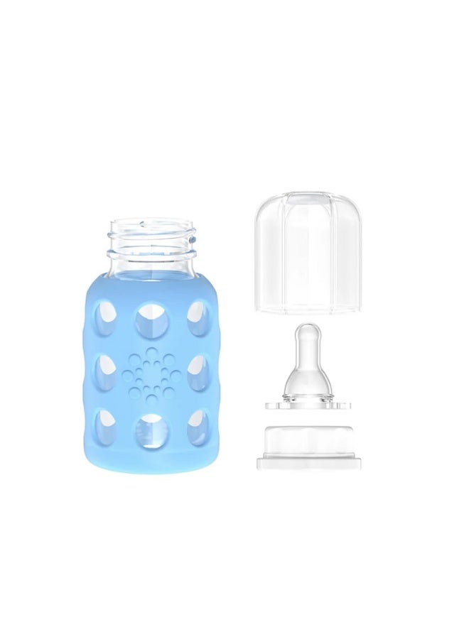 Lifefactory Glass Baby Bottles with Silicone Protection - 2-PACK, 4 Ounce Bottles, Pink & Sky Blue - Image 5