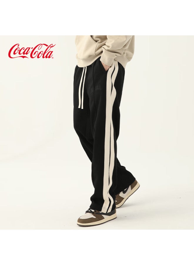 Coca-cola Casual Pants For Men, Summer Striped Loose-fit Straight-leg Sports Trousers, Men's Clothing, Black Regular, Size L - Image 3