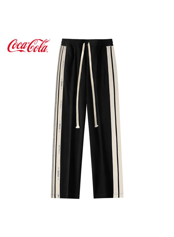 Coca-cola Casual Pants For Men, Summer Striped Loose-fit Straight-leg Sports Trousers, Men's Clothing, Black Regular, Size L - Image 2