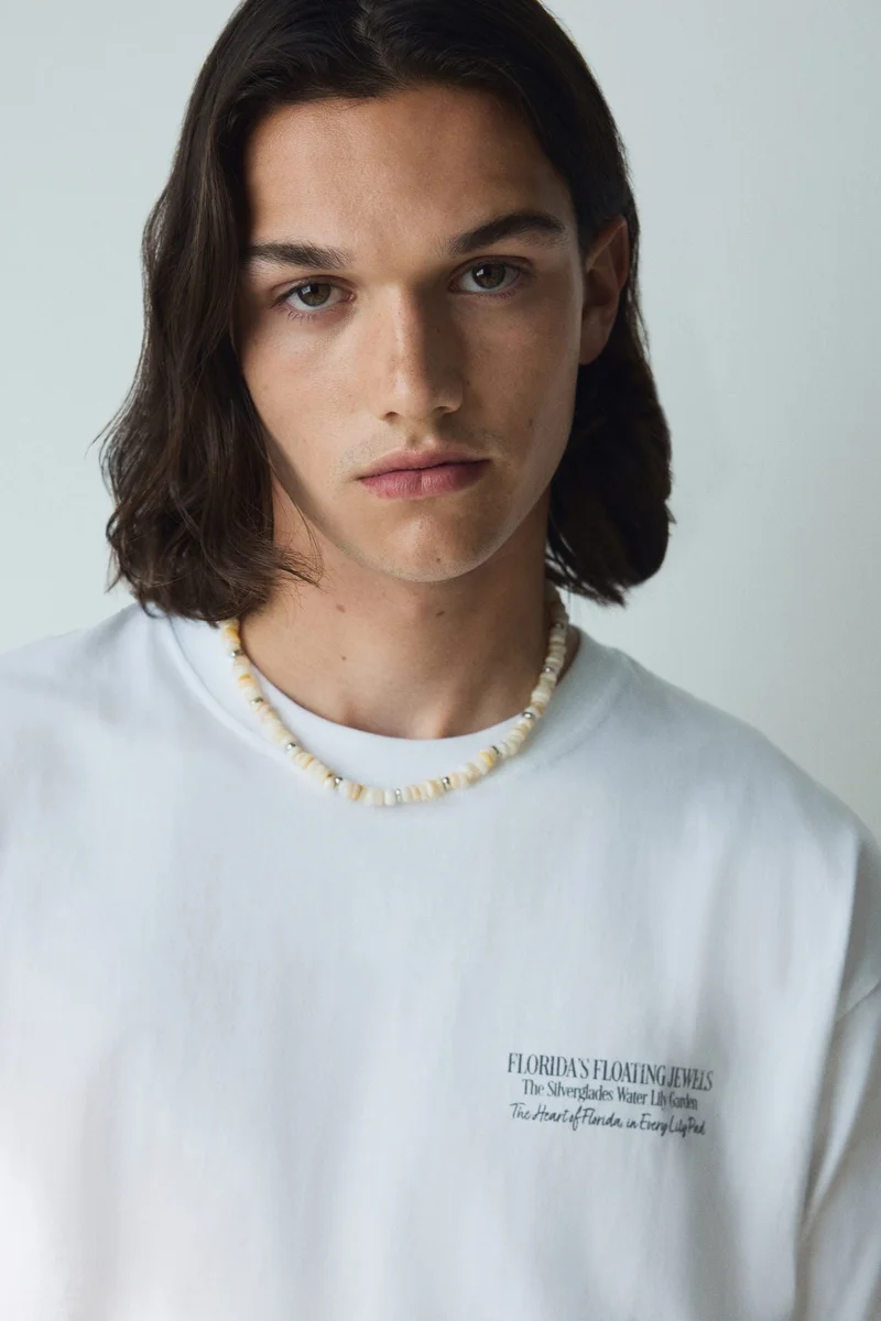 اتش اند ام تي-شيرت بقصة مريحة من القطن