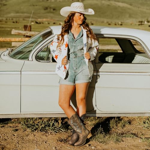 Choiran Brown Cowboy Boots for Women - Embroidered Cowgirl Carter Outfits Boots Western Mid Calf Cowboy Carter Fashion Chunky Heel Pointed Toe Country Boot 8 - Image 3