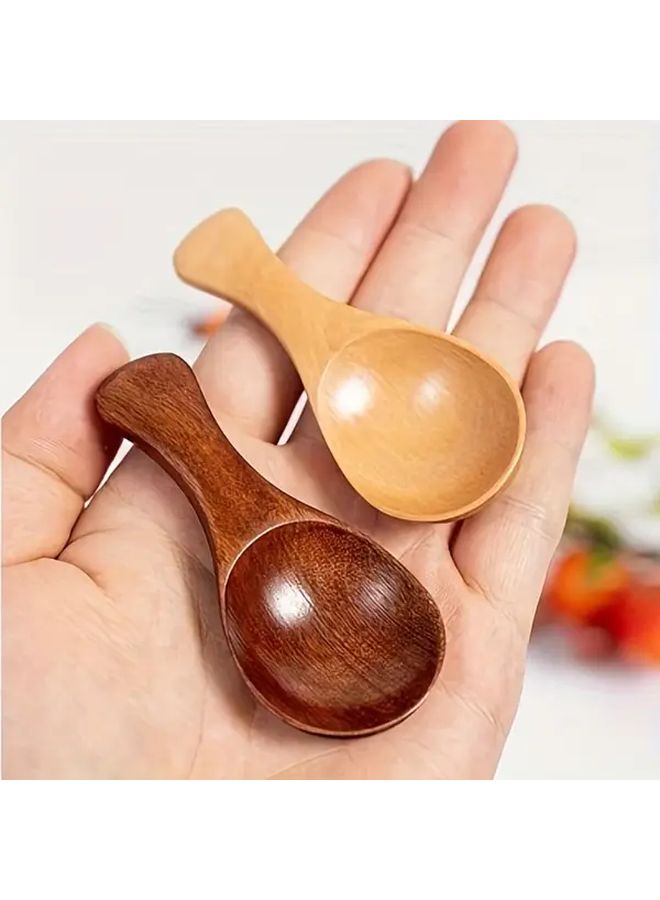 Mini Short Spoon Heavy Duty Wooden Kitchen Utensil Small Round Bowl Short Handle Dark - Image 5