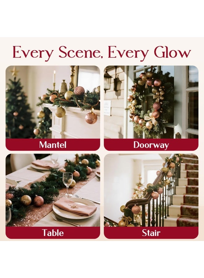 45 قطعة من زينة شجرة عيد الميلاد، كرات بلاستيكية ملونة غير قابلة للكسر، رقاقات ثلج، أيل، مناسبة لتزيين أكاليل حفلات الأعياد وحفلات الزفاف (ذهبي وردي وذهبي شامبانيا). - Image 5