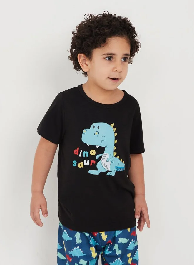 Styli Dinosaur Graphic T-Shirt & Shorts Set