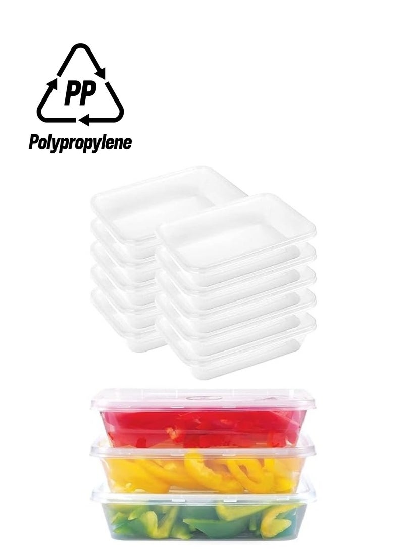 Green Tiger Disposable Container with Lids Bowls For Food â€“ 500 ml Pack of 10 Rectangular Microwave Plastic Freezer Soup Pint Deli Kitchen Containers Storage Box