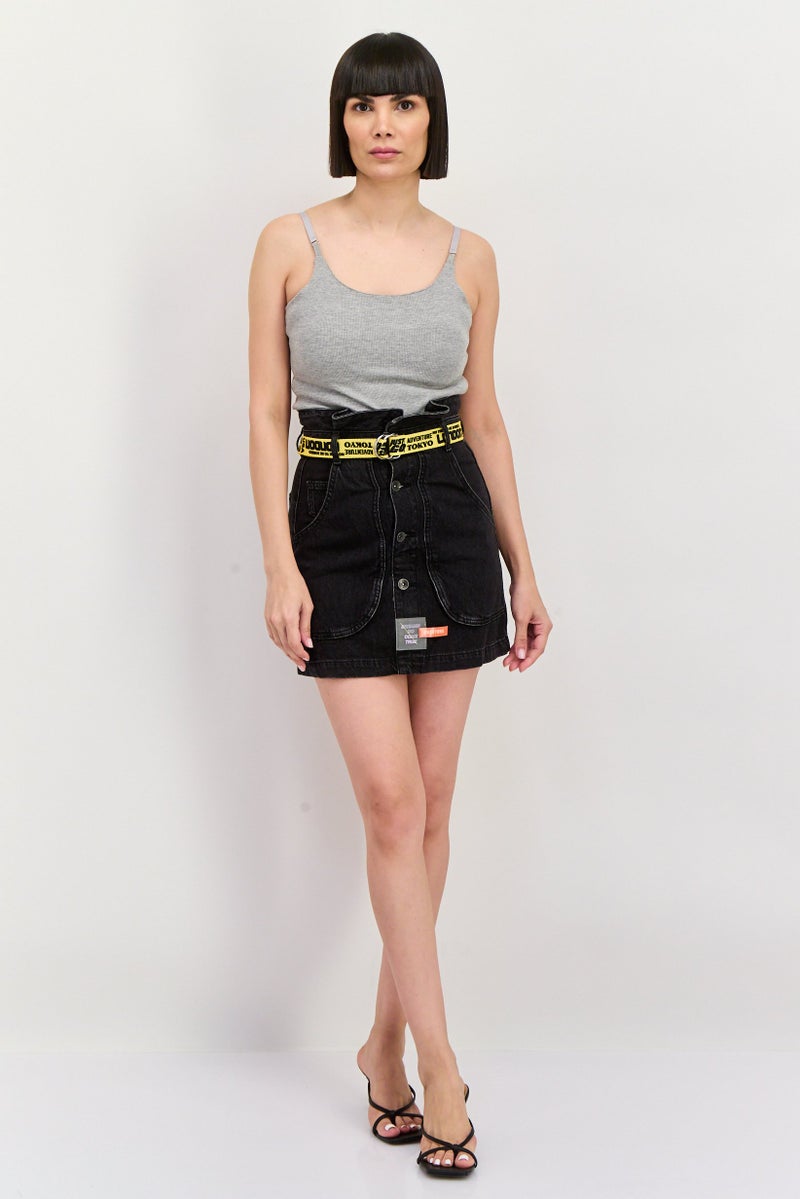 ONLY تنورة ميني جينز مغسولة للنساء، سوداء - Image 4