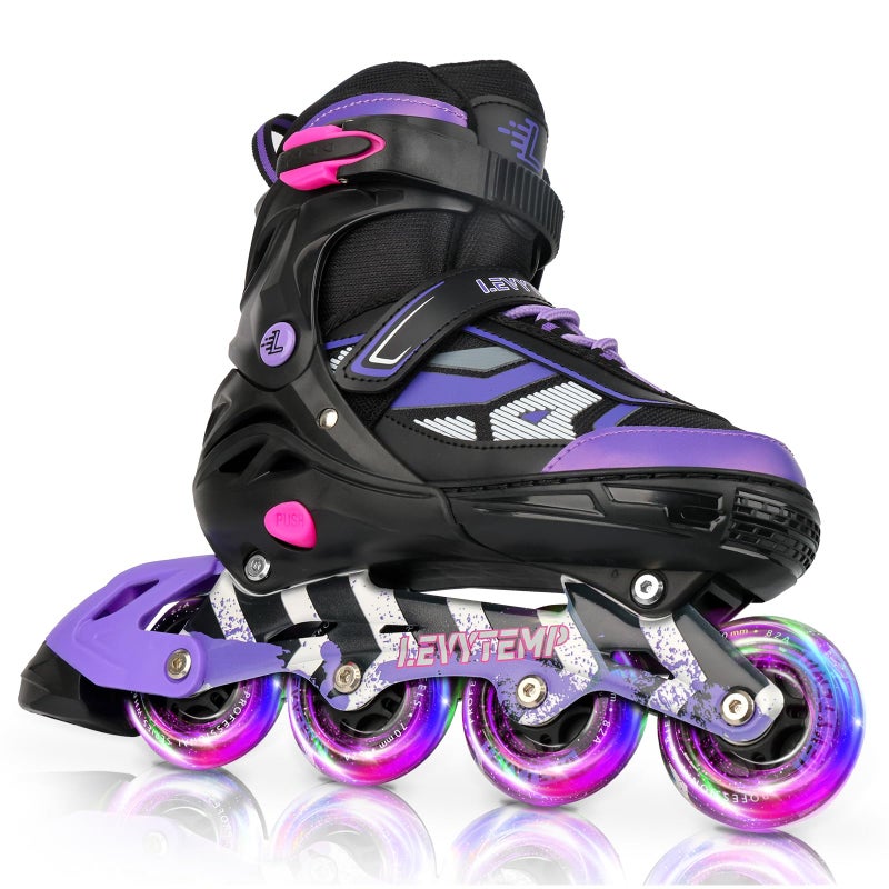 LEVYTEMP Adjustable Inline Skates for Kids and Adults, Outdoor Beginner Roller Skates with All Light Up Wheels for Girls, Boys, Men and Women - Image 1