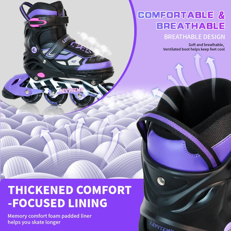 LEVYTEMP Adjustable Inline Skates for Kids and Adults, Outdoor Beginner Roller Skates with All Light Up Wheels for Girls, Boys, Men and Women - Image 4