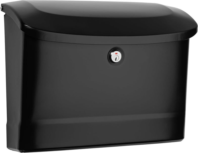 ARCHITECTURAL MAILBOXES Princeton™ Locking, Wall-Mounted Mailbox for Outside, Metal Galvanized Steel Medium Mail Box with Lock and Key Drop Box, Black - Image 1