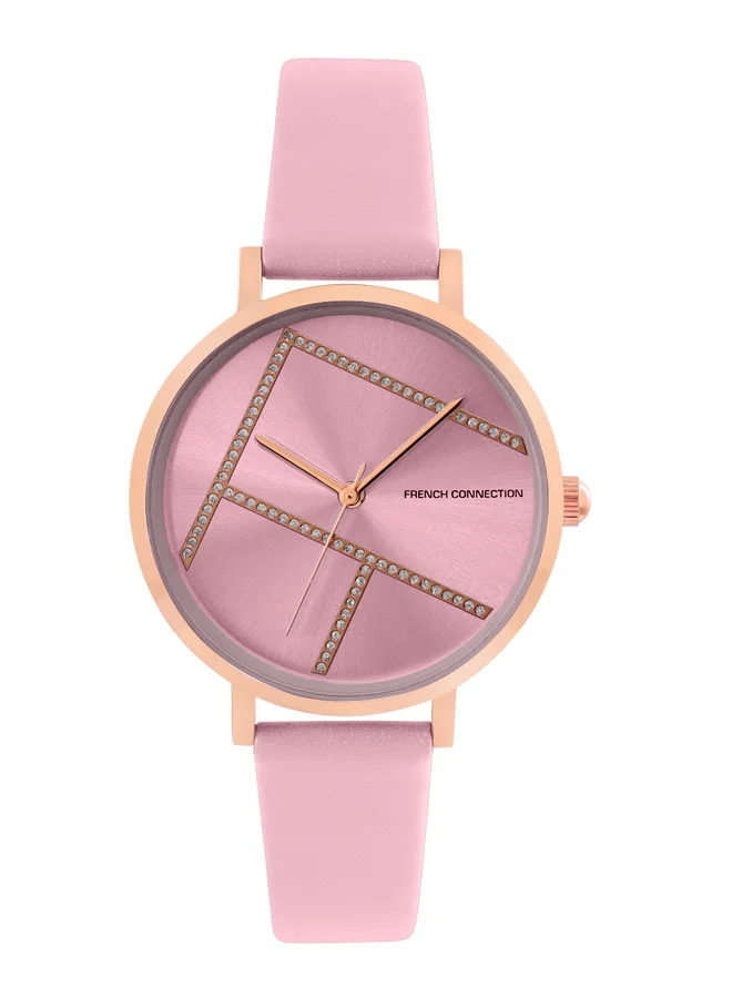 فرنش كونكشن French Connection Women's Analog Watch Pink Strap