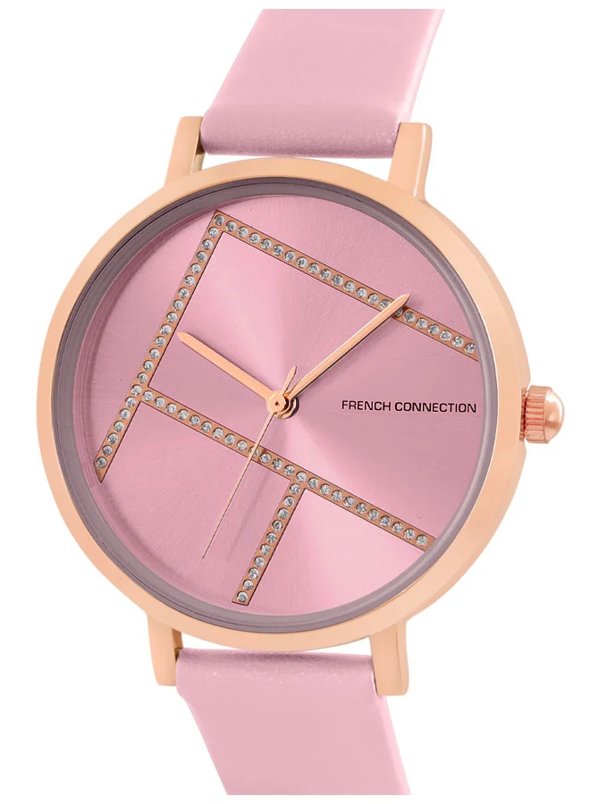فرنش كونكشن French Connection Women's Analog Watch Pink Strap