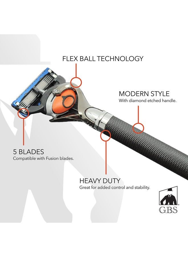 G.B.S Men's Stylish Precision Shaving Razor with Flex Ball Pivot Ball Technology Long Handle Shaving Razor for Home, Travel Razor for a Smooth Close Shave for Men's Stylish Look (Charcoal Black) - Image 5