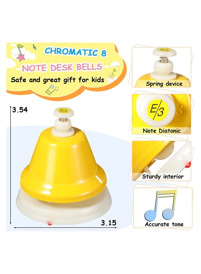 KASTWAVE SYOSI Desk Bells for Kids, 8 Notes Diatonic Colorful Metal Hand Bells Set, Percussion Musical Instrument, Great Holiday Birthday Gift for Children - Image 2