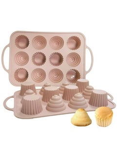 Happy Home 12 Cups Cake Silicone Stencil with Handle Reusable Baking Cups for Tart Muffin  - Image 1