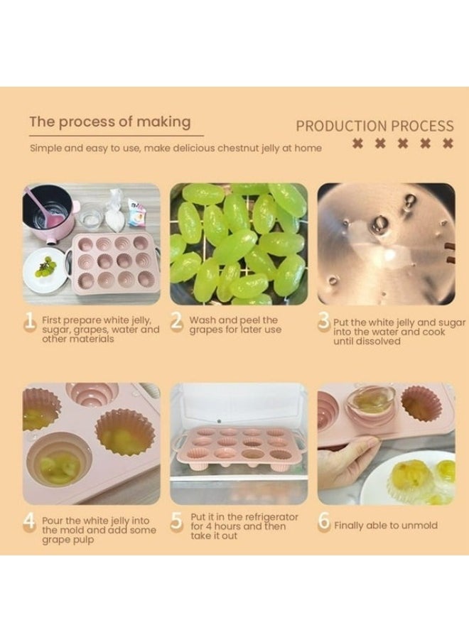 Happy Home - 12 Cups Cake Silicone Stencil with Handle Reusable Baking Cups for Tart Muffin - Image 1