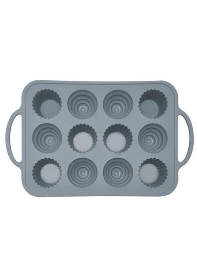 Happy Home - 12 Cups Cake Silicone Stencil with Handle Reusable Baking Cups for Tart Muffin - Image 1