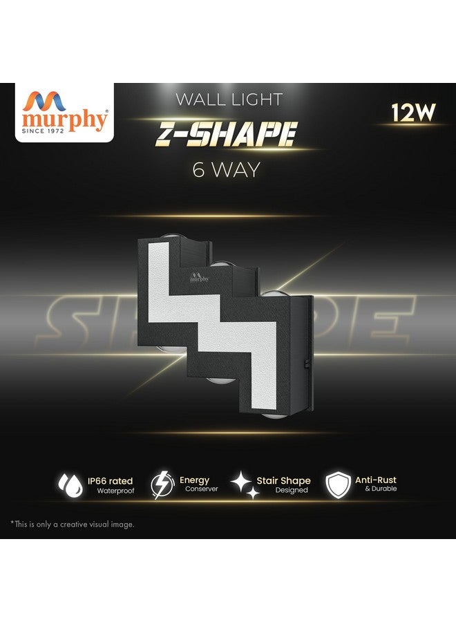 Murphy 12W Aluminium Led Luxurious Indoor & Outdoor Step Type Up/Down Wall Light Warm White, Shockproof & Rustproof Alluminium Body (3 Up & 3 Down Step), Pack of 2 (with 2 Years Warranty) - Image 2