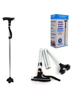 Lightweight Foldable Walking Crutch for the Elderly with LED Light