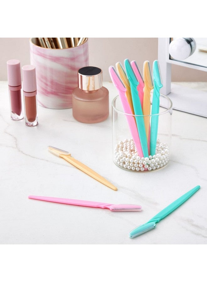 جلامليلي مجموعة من 60 أداة تقشير الوجه، شفرات حلاقة للوجه لإزالة شعر النساء، مجموعة كبيرة من ماكينات الحلاقة مقاس 6 بوصات في 3 ألوان (وردي، أزرق فيروزي، أصفر فاتح) - Image 2