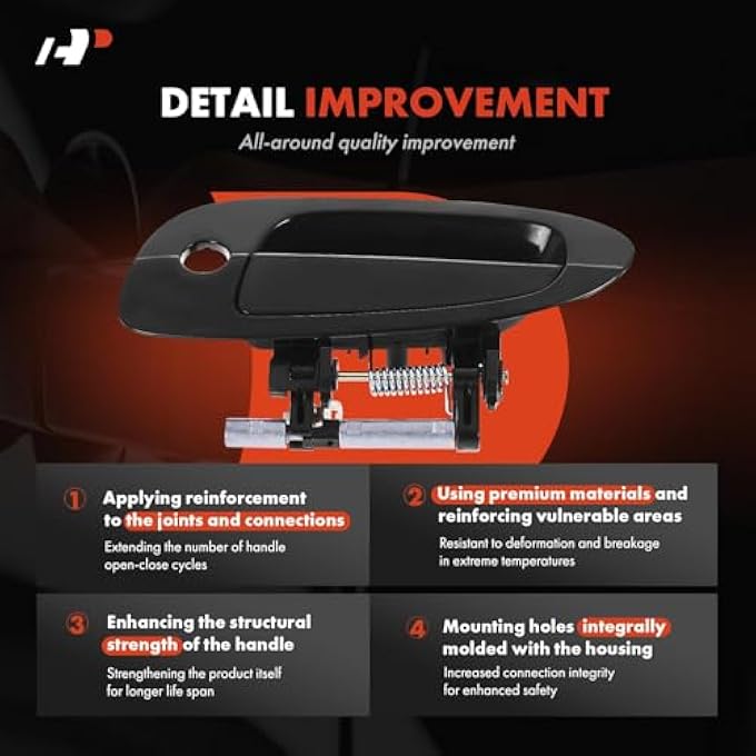 ريحني مقبض باب خارجي أمامي يساري من جانب السائق مع فتحة مفتاح متوافق مع نيسان ألتيما 2002 2003 2004 2005 2006 أسود أملس استبدال 806078J009 806079J400 - Image 4