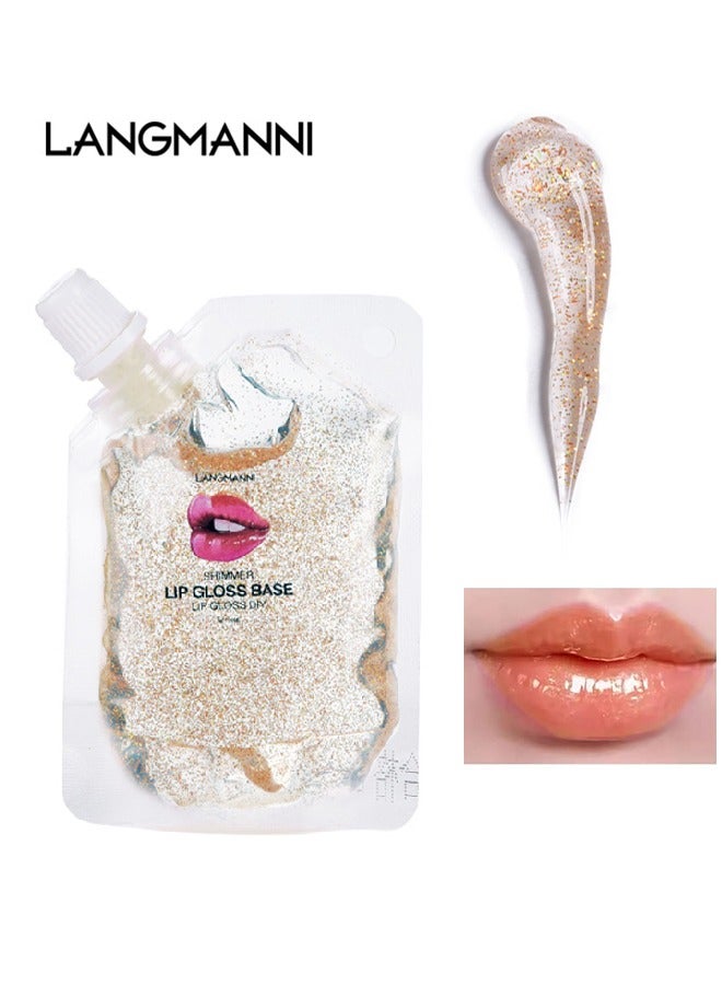 LANGMANNI Lip Gloss Base Lip  Gloss Diy  Lip , Lip Gloss Base Oil Material Lip Makeup Primers, Primer for DIY Handmade Micro Light Lip Balms Lip Gloss, Moisturizing Basic Gel - 20ML (Golden Pearlescent) - Image 1