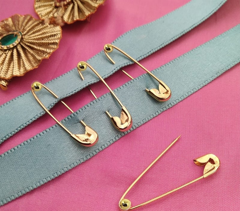 VAMA Fashions Premium Gold Large Safety Nappy Lock Clothes Pin Crafts Sewing Baby Clothes Napkins Saree Pins for Women - Image 4