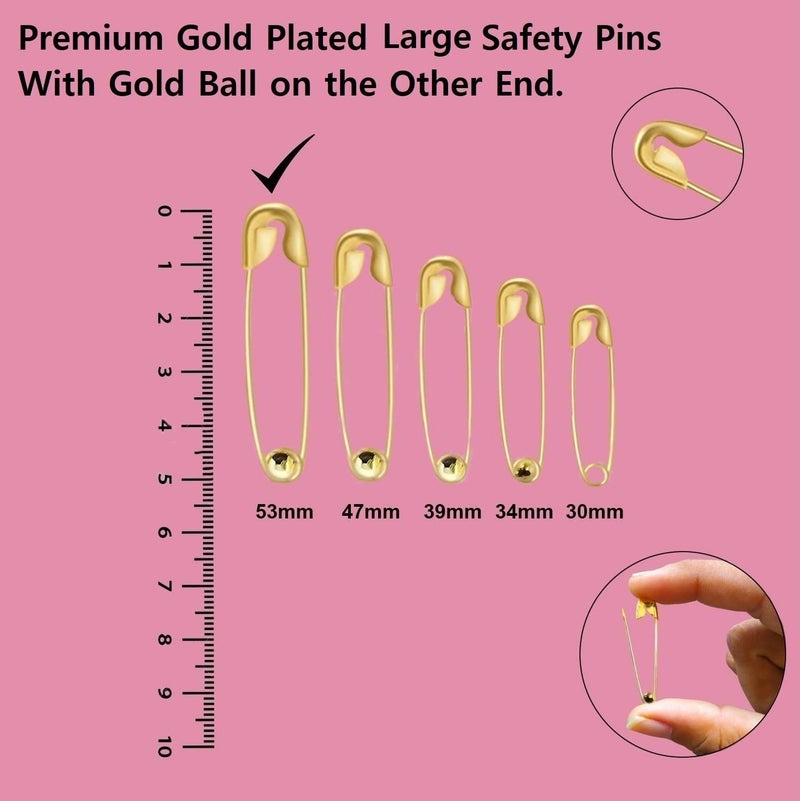 VAMA Fashions Premium Gold Large Safety Nappy Lock Clothes Pin Crafts Sewing Baby Clothes Napkins Saree Pins for Women - Image 3