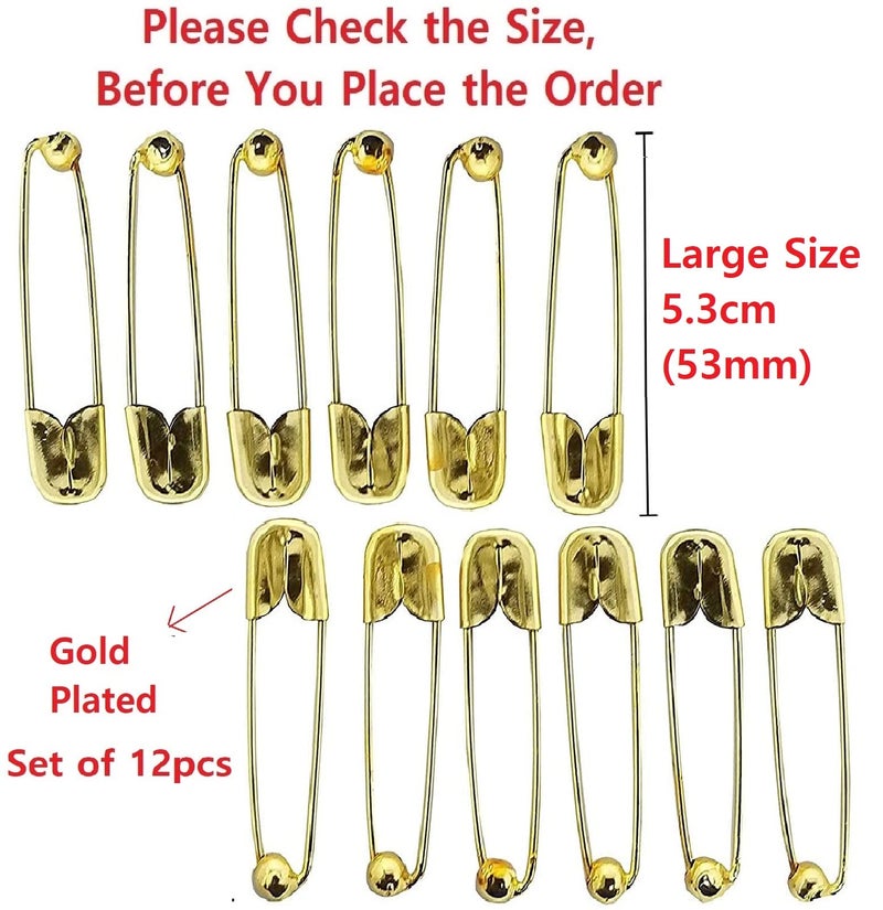 VAMA Fashions Premium Gold Large Safety Nappy Lock Clothes Pin Crafts Sewing Baby Clothes Napkins Saree Pins for Women - Image 5