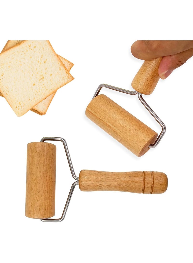 موندا شوبك العجين، مجموعة أسطوانة عجين خشبية بسطح غير لاصق، شوبك صغير مثالي لخبز المعجنات وعجينة البيتزا والكعك والفوندان في مطبخ المنزل - Image 1