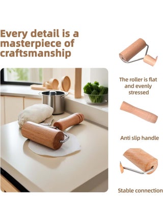 Rolling Pin, Wooden Dough Roller Set with Non-Stick Surface, Perfect Mini Rolling Pin for Baking Pastry, Pizza Dough, Cookies and Fondant in Home Kitchen - view 2