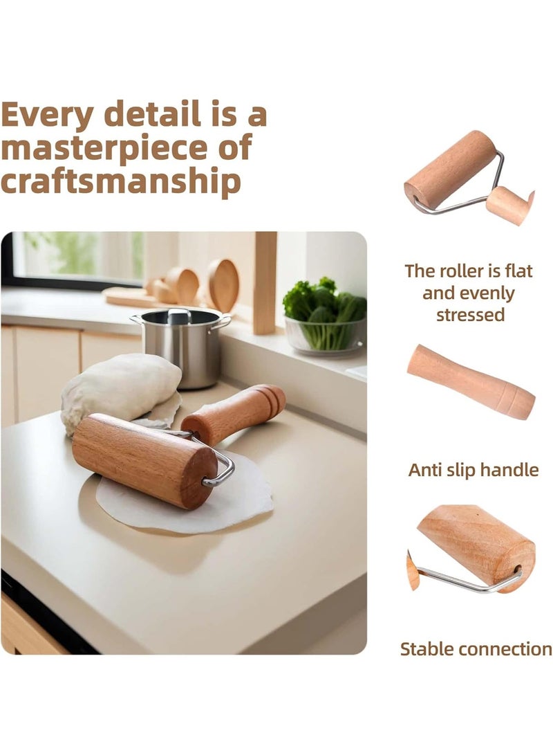 موندا شوبك العجين، مجموعة أسطوانة عجين خشبية بسطح غير لاصق، شوبك صغير مثالي لخبز المعجنات وعجينة البيتزا والكعك والفوندان في مطبخ المنزل - Image 2