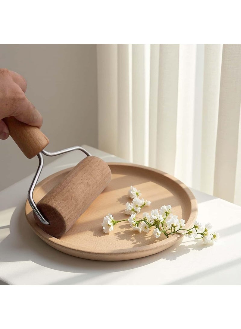 موندا شوبك العجين، مجموعة أسطوانة عجين خشبية بسطح غير لاصق، شوبك صغير مثالي لخبز المعجنات وعجينة البيتزا والكعك والفوندان في مطبخ المنزل - Image 5