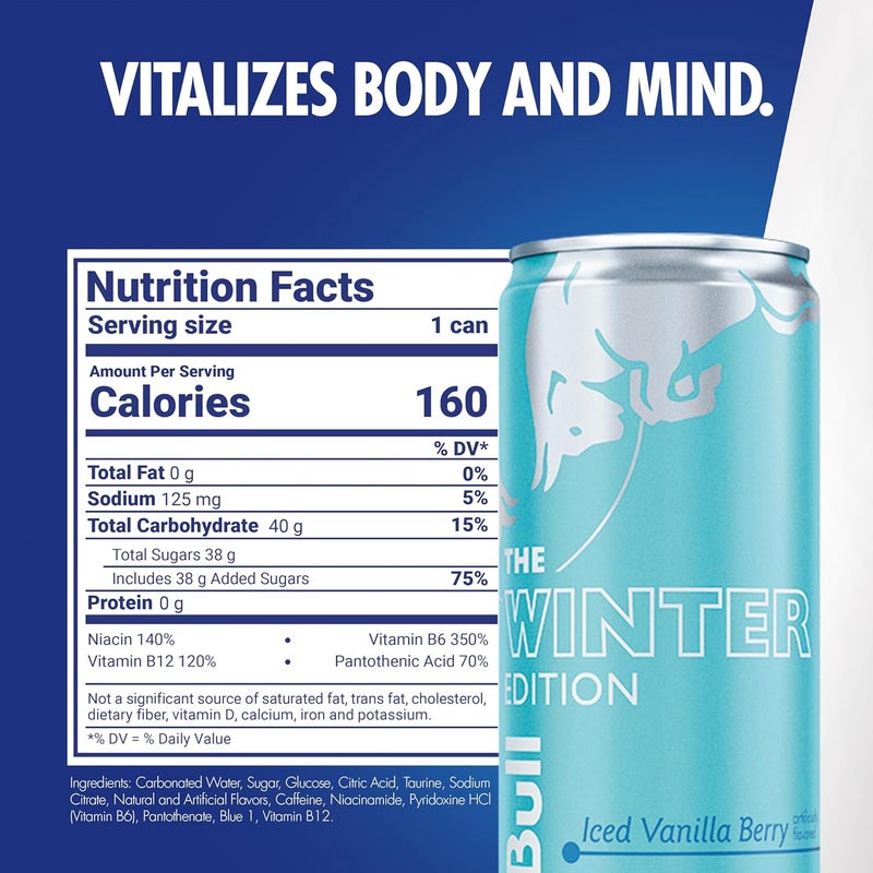 Red Bull Winter Edition Energy Drink - Iced Vanilla Berry, 12 fl oz Can, 4 Pack - Image 3