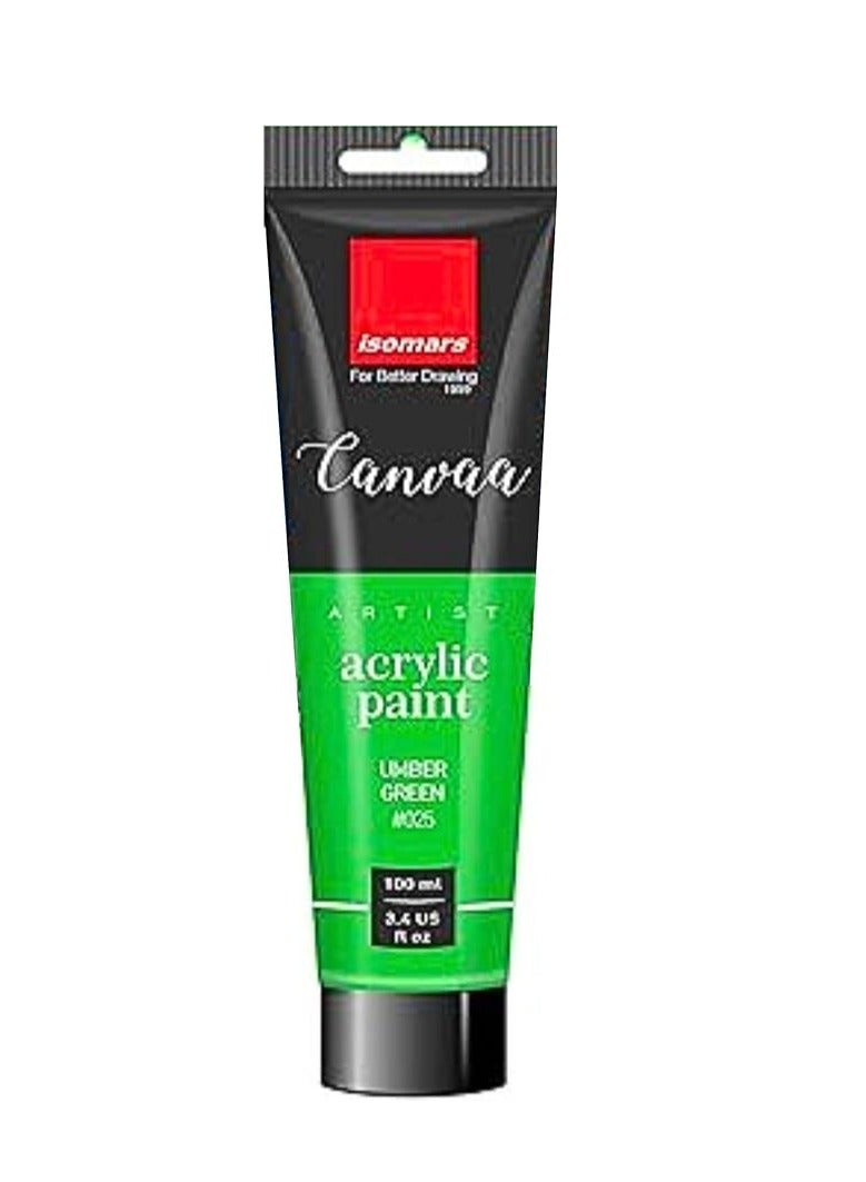 Isomers Canvaa Acrylic Paint 100ml Vibrant Pigmented & Fadeproof Colors - ARTIST SERIES - For Canvas Painting, Scrap Book, Paper Board, Wood & Terracotta Umber Green - Image 1