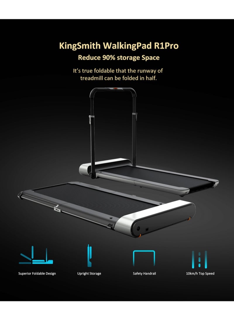 KINGSMITH - WalkingPad R1 Pro Treadmill Foldable Running Walking Pad with Remote Control | speed 0.5-10 km/h | Walking in the Office, Home |Quiet Operation | English Version, Black - Image 1