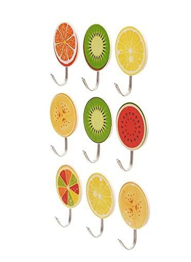 Hooks Wall Mounted With Plastic Fruits Design And Self Adhesive Set Of 9 Pieces  - Image 2