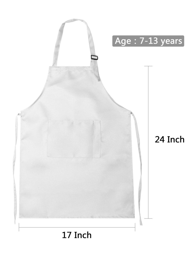 SATINIOR 12 Pcs Kids Apron for 213 Age Adjustable Children Chef Art Smock with Pocket for Girl Boy ActivityWhiteL for 713 Age - Image 3