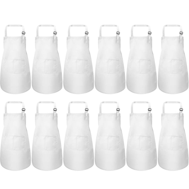 SATINIOR 12 Pcs Kids Apron for 213 Age Adjustable Children Chef Art Smock with Pocket for Girl Boy ActivityWhiteL for 713 Age - Image 2
