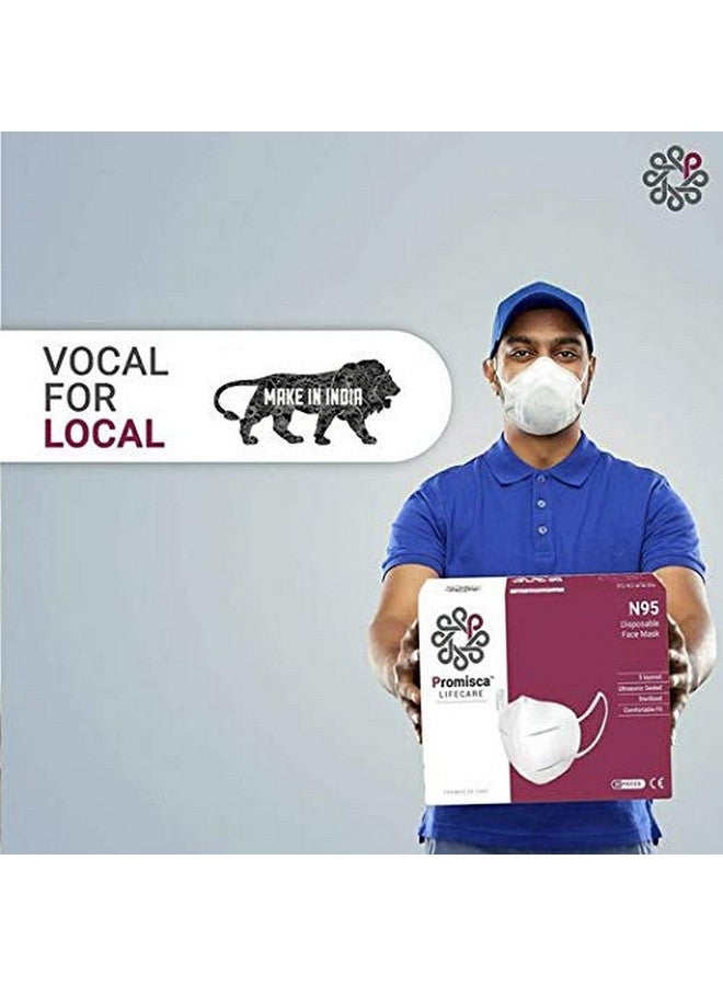 بروميسكا قناع Promisca الجديد N95 Pollution Mask (عبوة من 5 قطع) قناع واقٍ للوجه على شكل حلقة للأذن بخمس طبقات ترشيح مع طبقات قطنية حقيقية منفوخة بالذوبان والهواء الساخن متعدد الألوان متوسط - Image 2