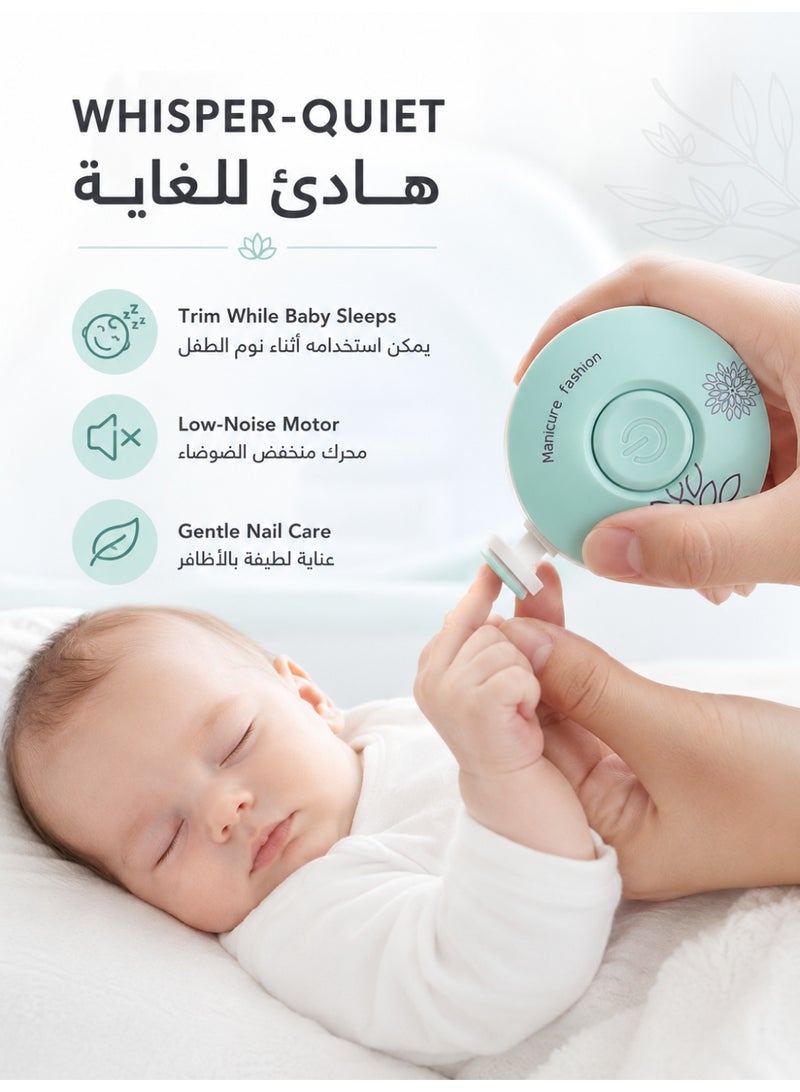 ليزيتشو Baby Nail Trimmer,Baby Nail Clippers Electric Baby Nail Trimmer آمنة للطفل حديث الولادة أصابع الأصابع الرعاية الأظافر تقطيع مجموعة بولندية 6 رؤوس طحن تعمل بطارية AAA (البطارية غير مدرجة) - Image 4
