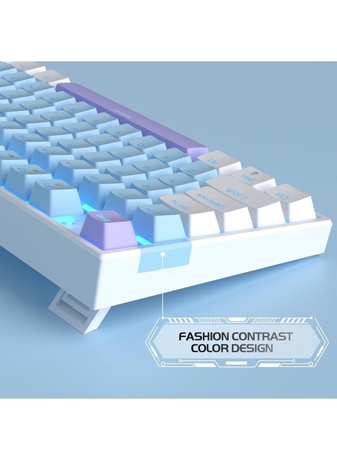 MageGee Mechanical Gaming Keyboard with Blue Switch, LED White Backlit Keyboard, 87 Keys Compact TKL 75% Wired - Blue/White - Image 3
