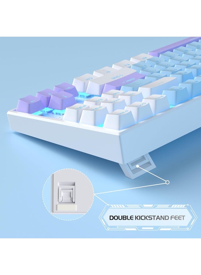 MageGee Mechanical Gaming Keyboard with Blue Switch, LED White Backlit Keyboard, 87 Keys Compact TKL 75% Wired - Blue/White - Image 5